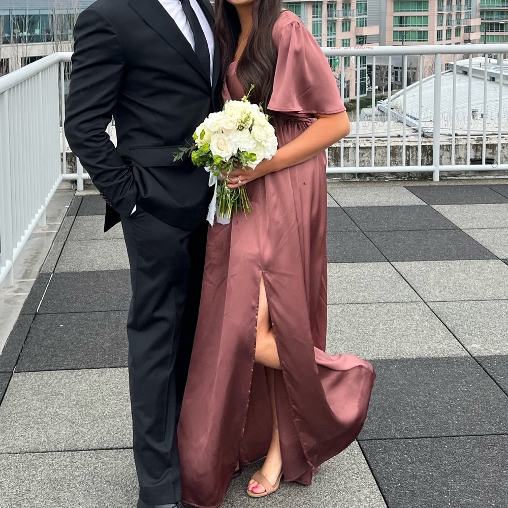 Rosy Brown Bridesmaid Wrap Dress